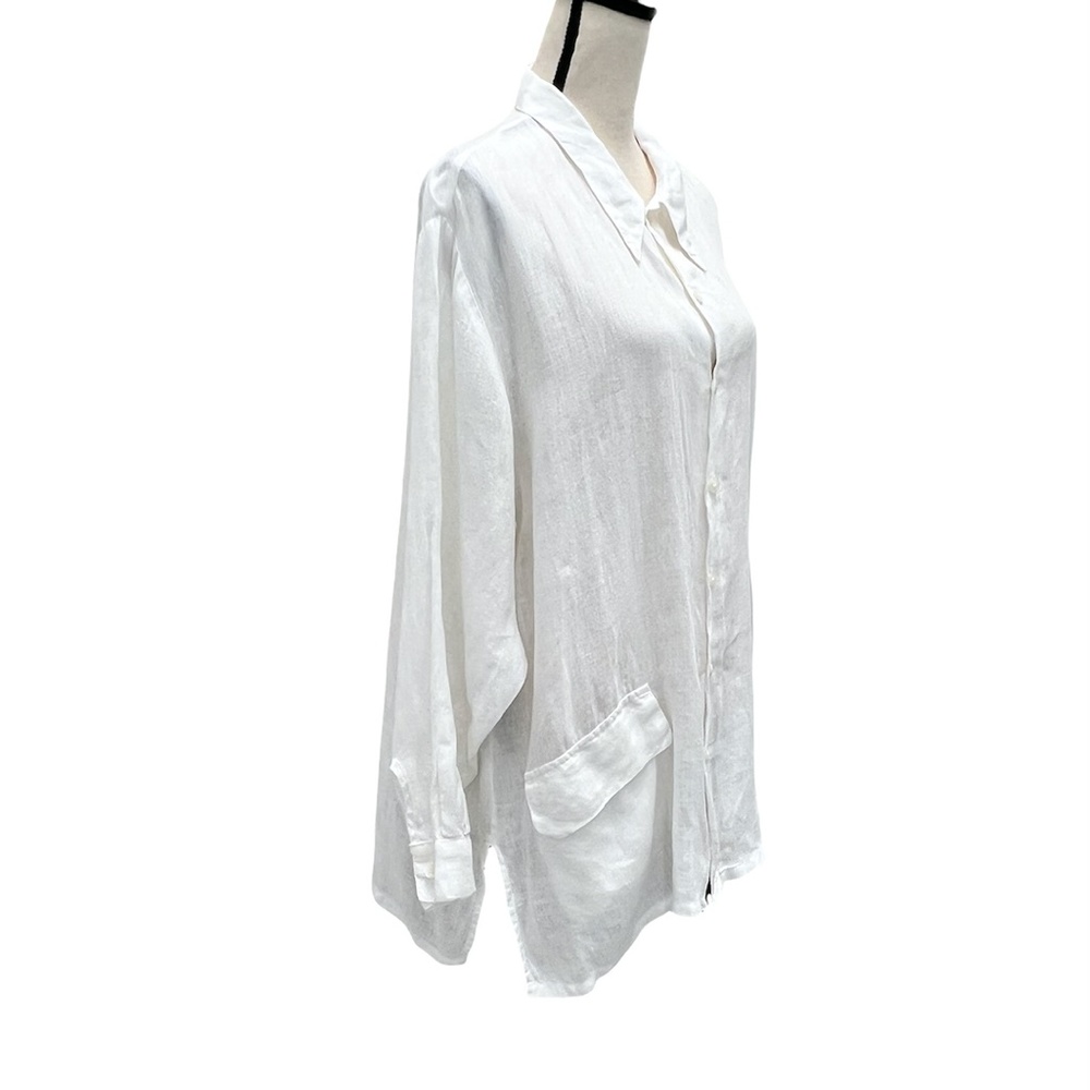 CP SHADES WHITE LINEN TUNIC LENGTH SHIRT/JACKET - SHACKET - Picture 6 of 11